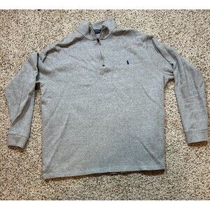 Polo Ralph Lauren Sweater Mens 2XLT Gray Quarter Zip Pullover Pony Logo
